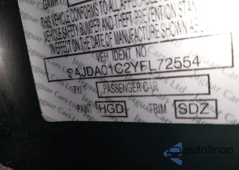 2000 Jaguar S-Type 3.0L V6 from USA, damaged, VIN SAJDA01C2YFL72554